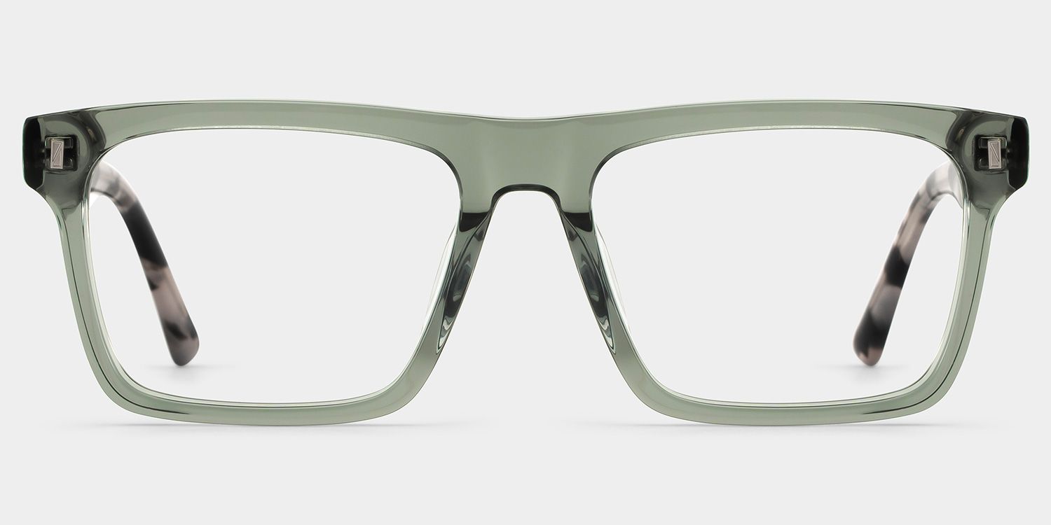 Rectangle Gray Green Eyeglasses- Henry Acetate Frame Glasses0