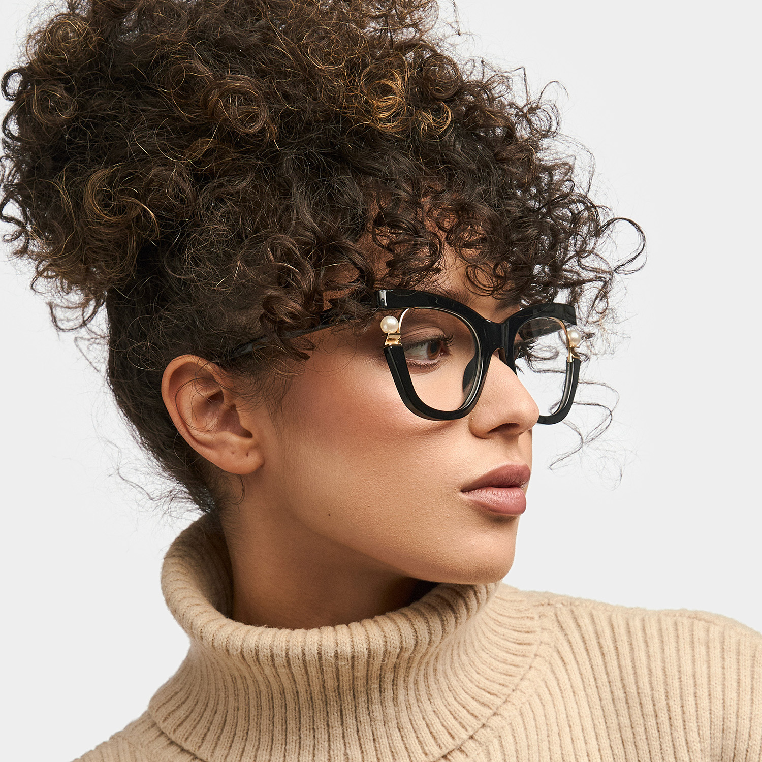 Pearl Cateye Black Glasses1