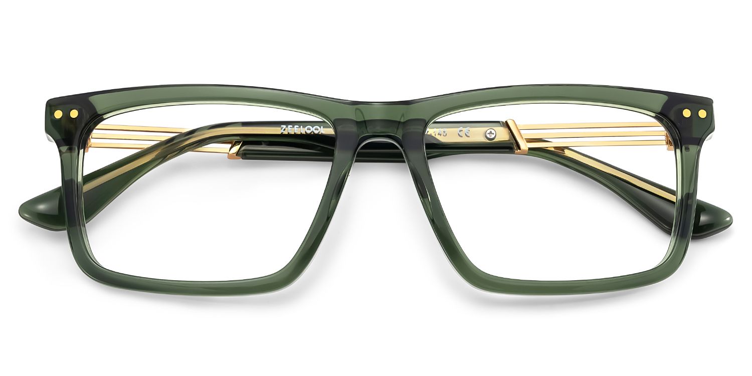 Emerson Eyeglasses in Rectangle Green Frame | ZEELOOL UK2