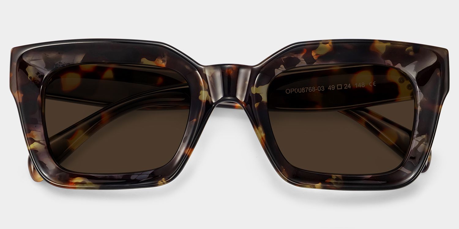 Nevaeh Plastic Tortoise Square Frame Sunglasses | ZEELOOL UK1