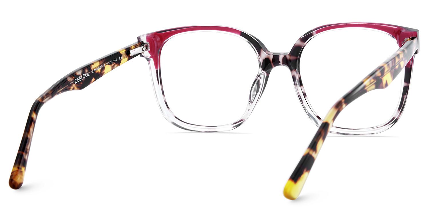 Square Tortoise Eyeglasses With Red Color Matching6