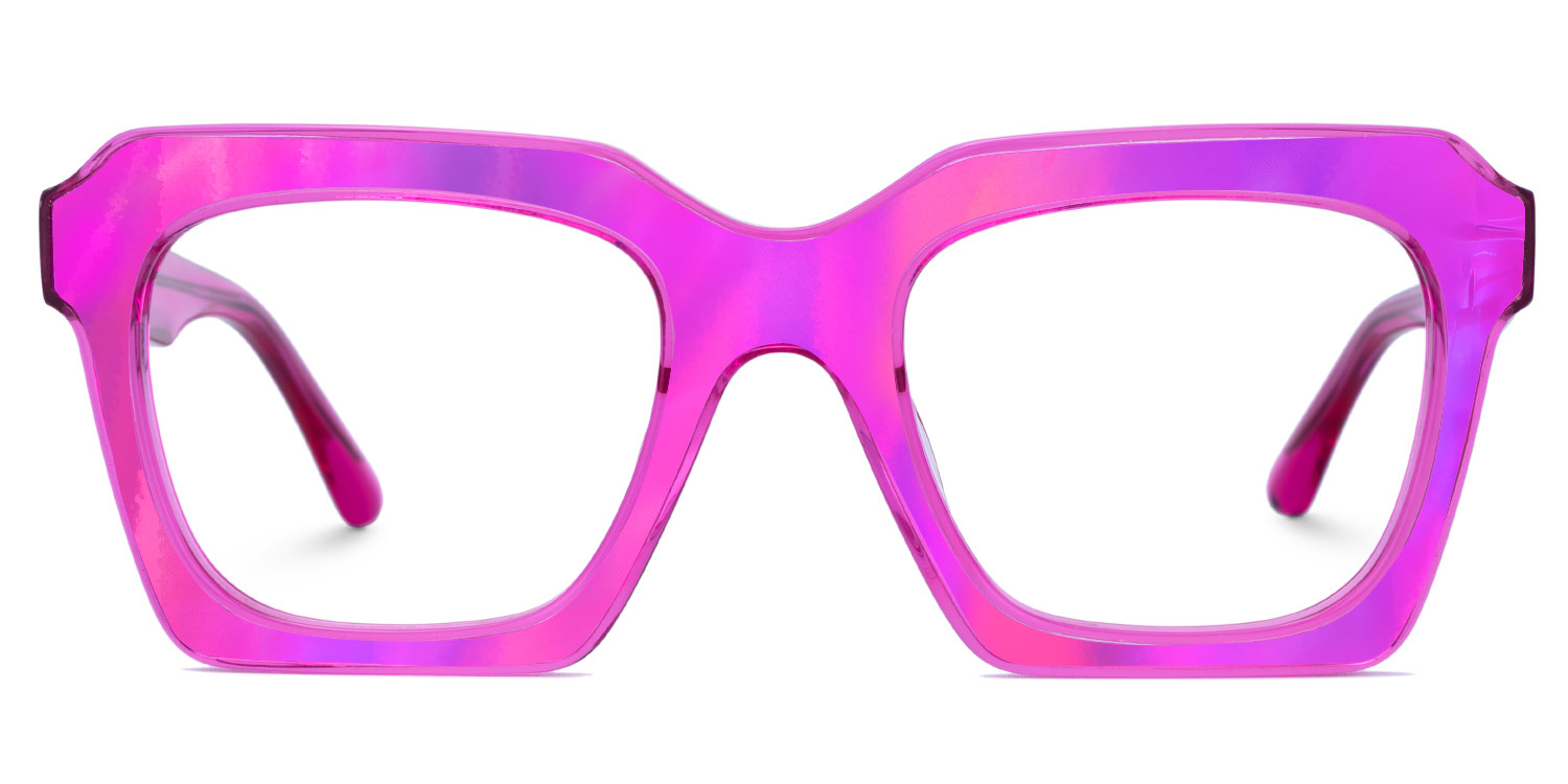 Ladies' Square Glasses With Shinny Rose Red Leather0