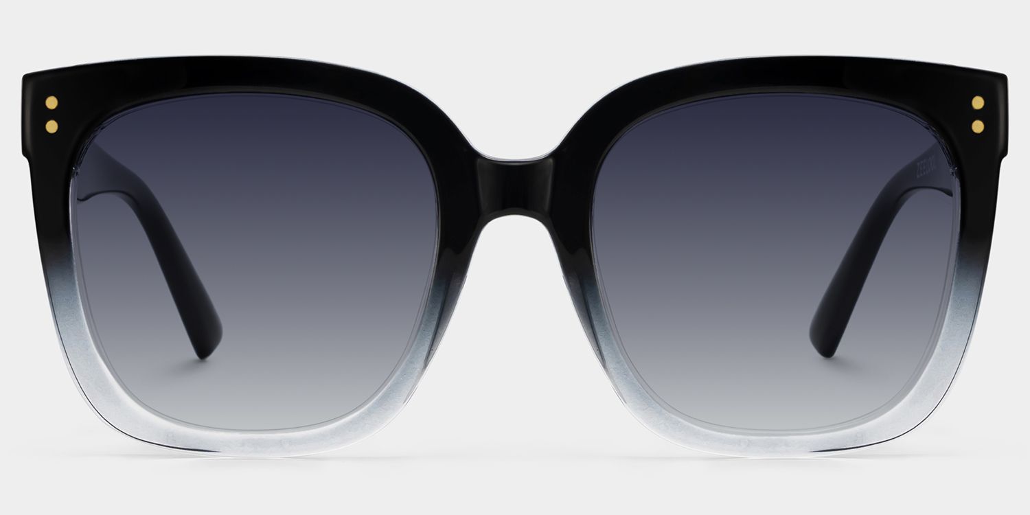 Ebony Square Black Clear Full Rim Sunglasses | ZEELOOL UK0