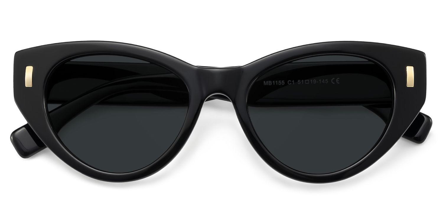 Azura Black Cat eye Polarized Sunglasses Online | ZEELOOL UK1