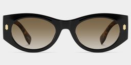 Reina Black Geometric Sunglasses0