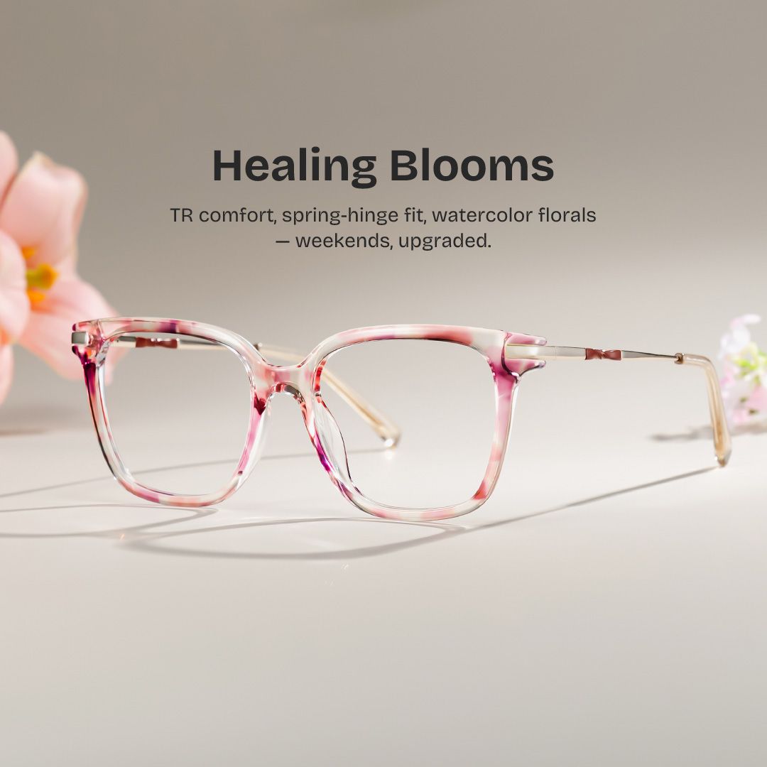 Jacqui Pink Flower Tortoise Square Glasses Frames | ZEELOOL0