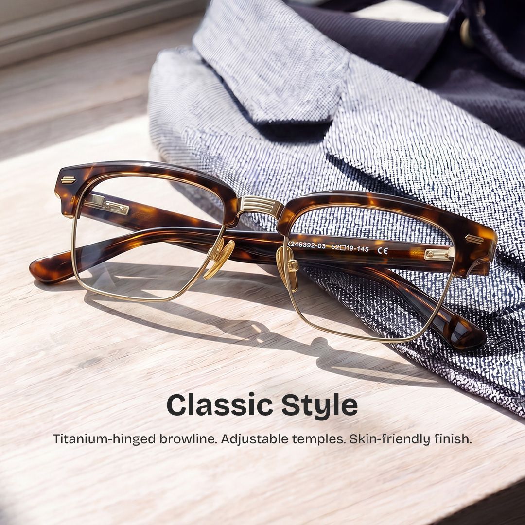 Landon Tortoiseshell Browline Glasses for Men | ZEELOOL0