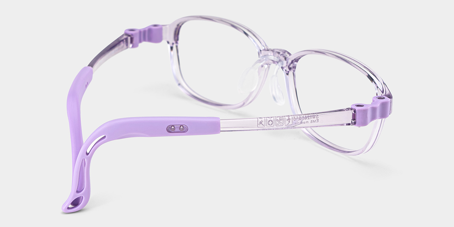 Bright Rectangle Crystal Purple Frame Eyeglasses for Pre-tweens3