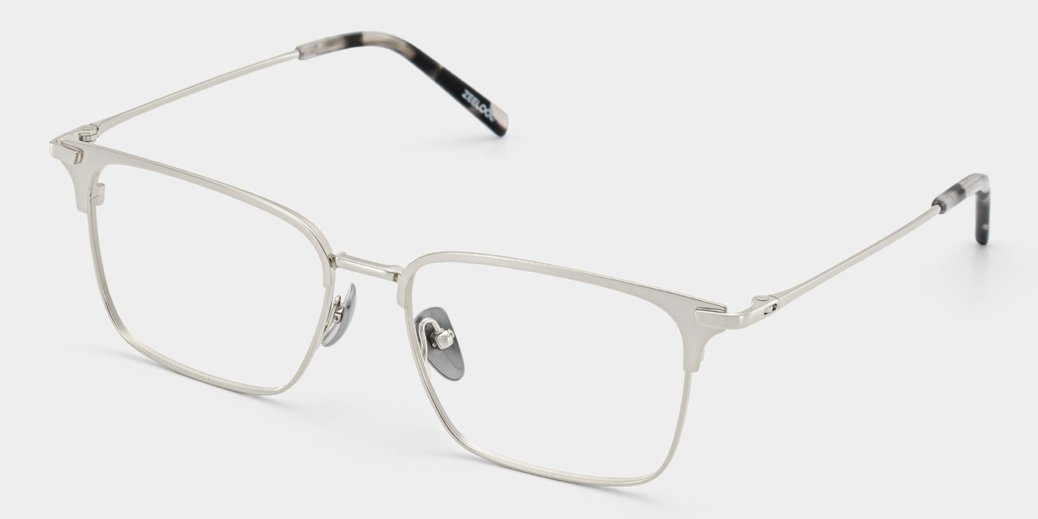 Maxwell Silver Flexible Titanium Eyeglass Frames for Men | ZEELOOL UK2