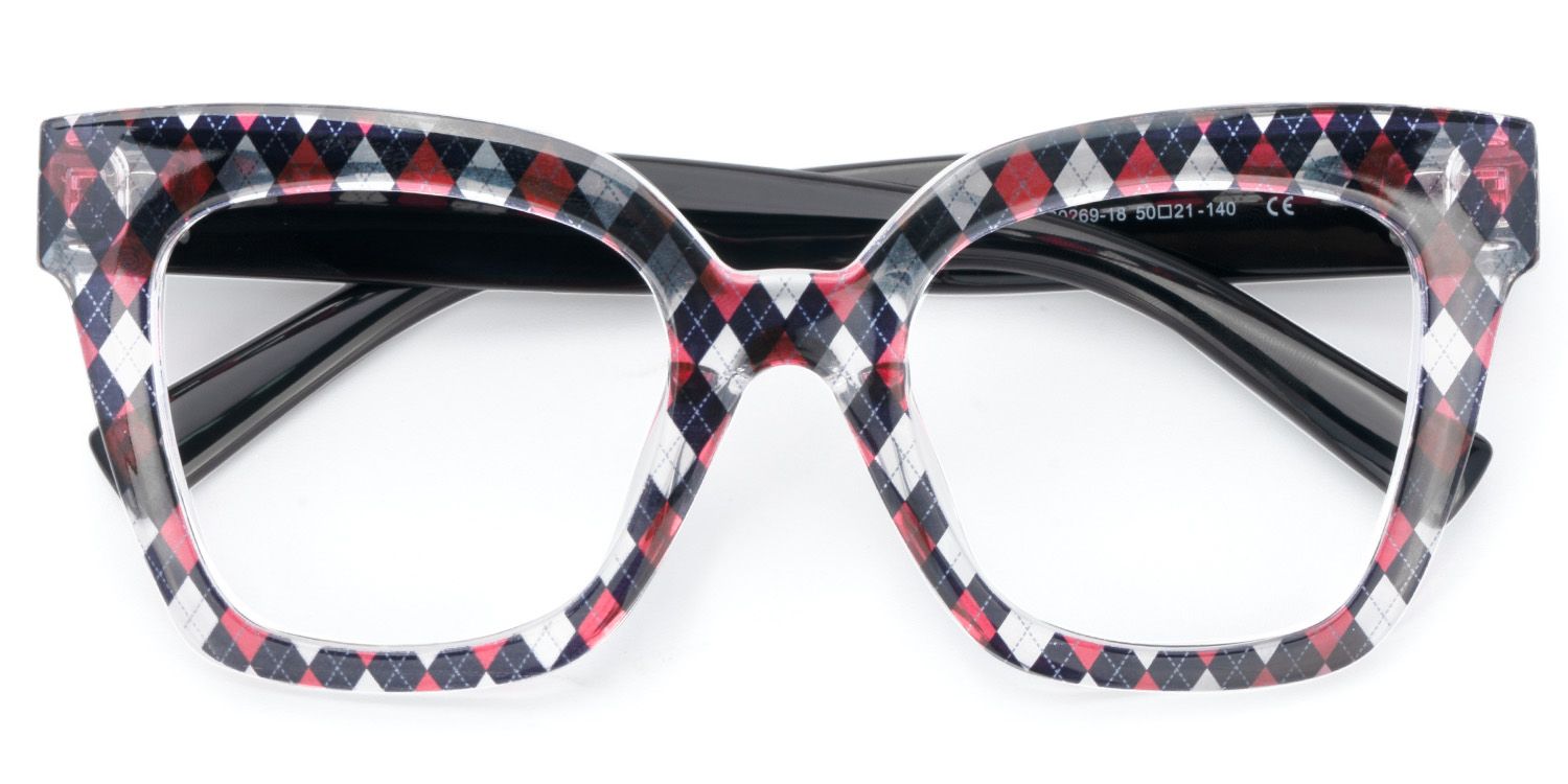 Malcolm Large Rhombus Pattern Frame with Black Arms | ZEELOOL UK1