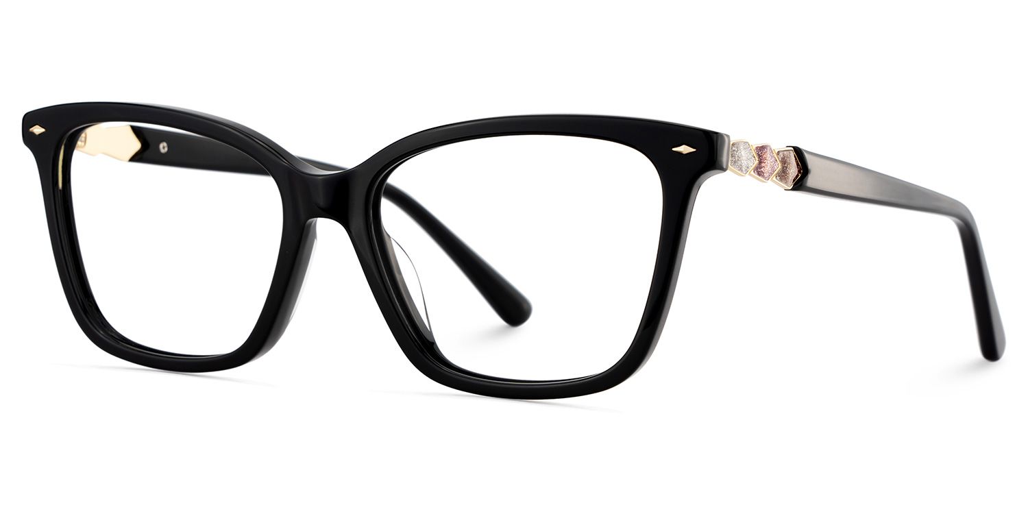 Theo Acetate Black Frame Glasses with Square Shape | ZEELOOL UK3
