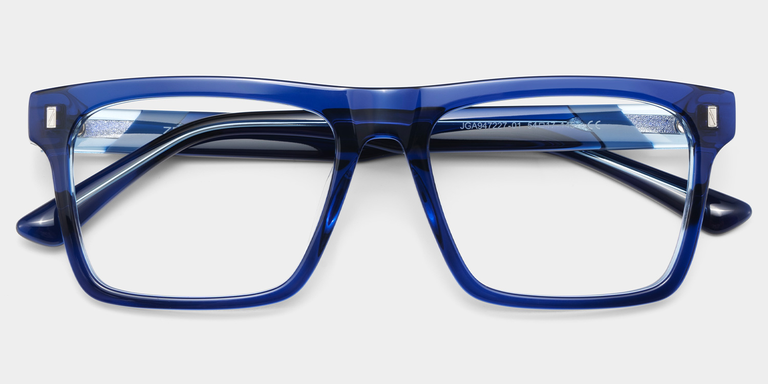 Rectangle Blue Eyeglasses- Henry Acetate Frame Glasses1