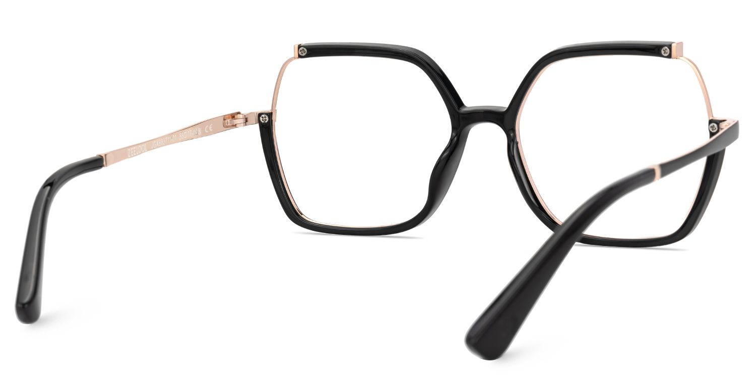Alexia Mixed-Materials Square Black Frame Glasses | ZEELOOL UK3