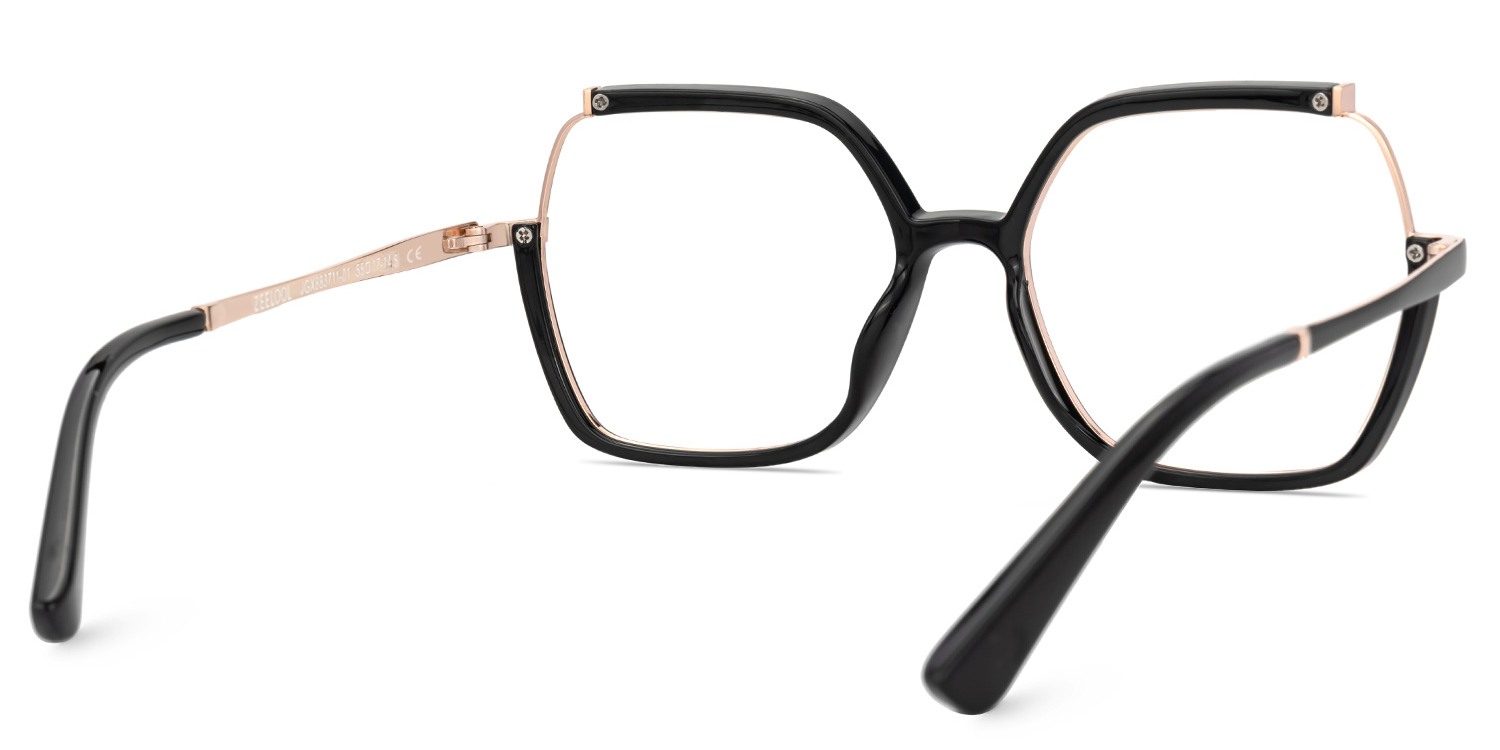 Alexia Mixed-Materials Square Black Frame Glasses | ZEELOOL UK3