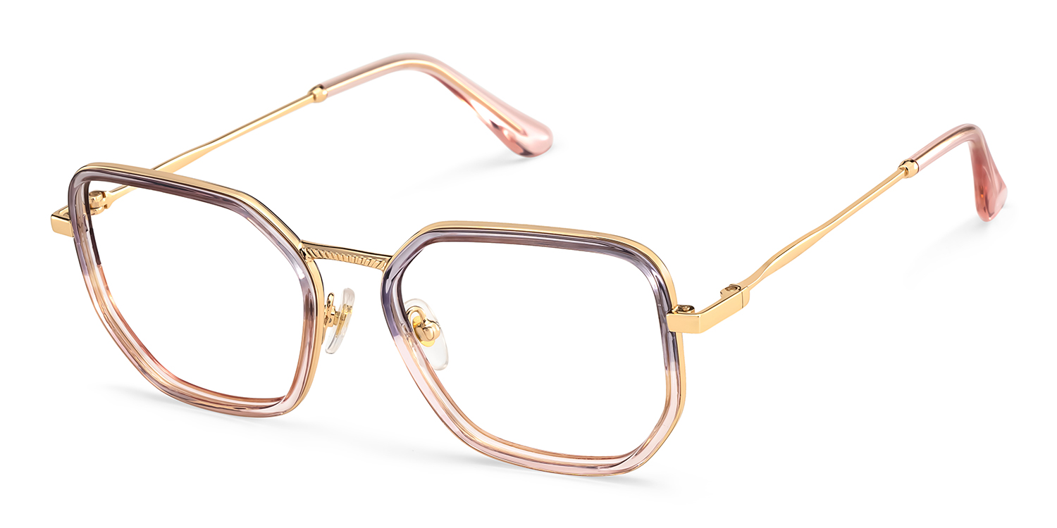Levi Eyeglasses in Geometric Grey Pink Frame | ZEELOOL UK3