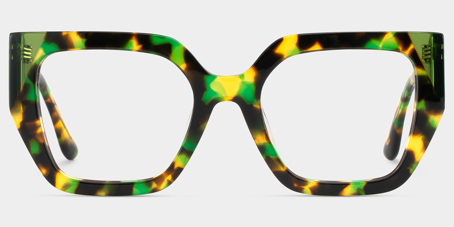 Viva Green Tortoise Frame Glasses with Square Frame Online | ZEELOOL UK1