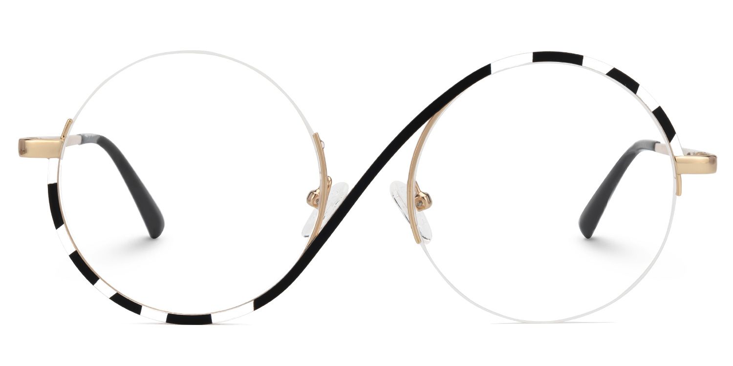 Round Flozif Black-White Glasses deals -Zeelool Glasses0