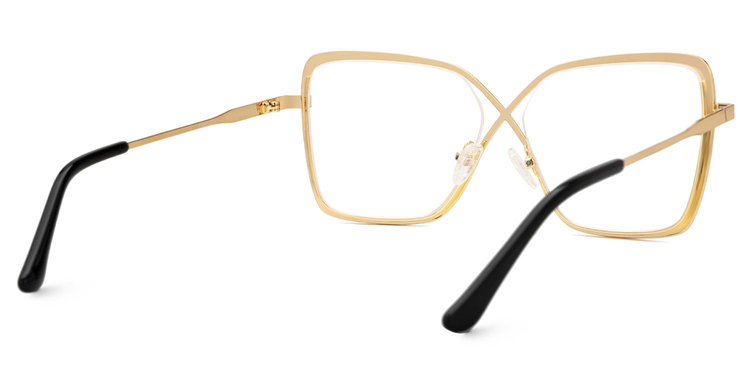 Racquel Gold Glasses Frames in Square Semi-Rimless  | ZEELOOL UK3
