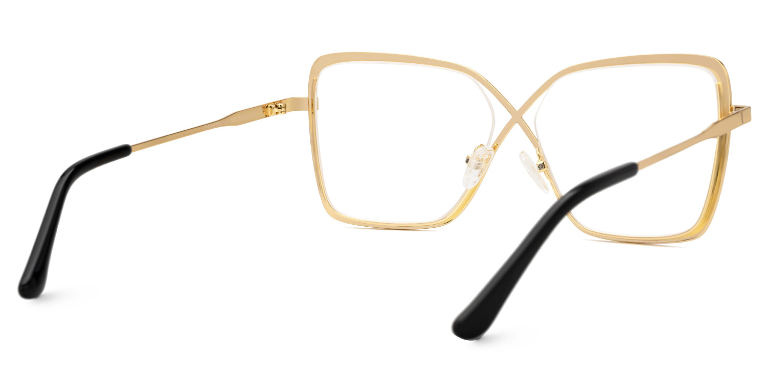 Racquel Gold Glasses Frames in Square Semi-Rimless  | ZEELOOL UK3