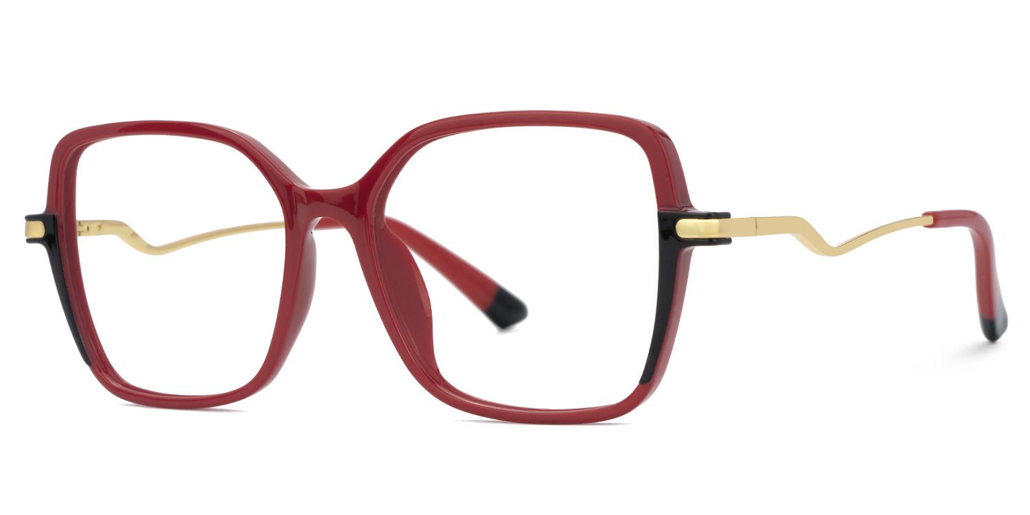 Rendon Thin Clear Red Glasses in Square Design | ZEELOOL UK1