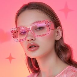 Mitia Pink Rectangle Glasses4