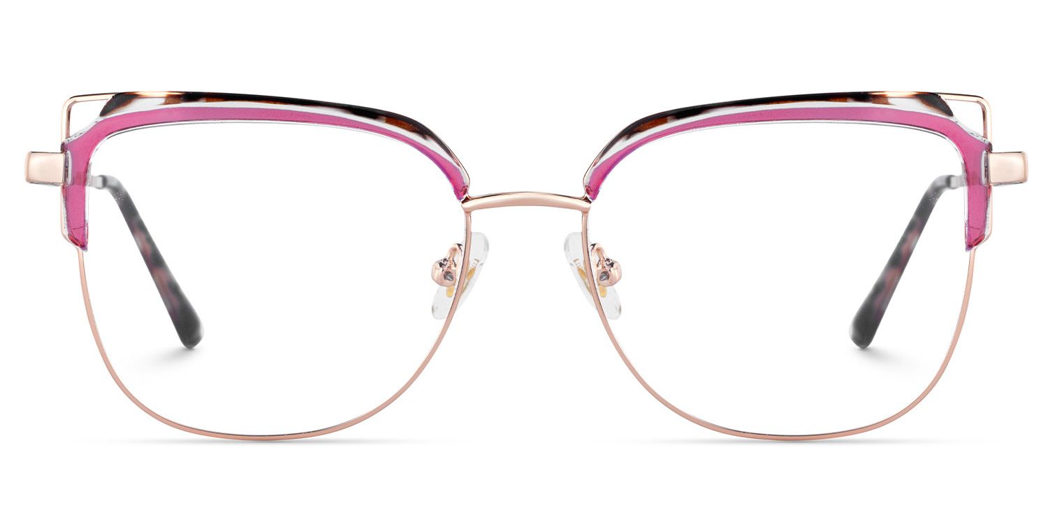 Samson Pink Square Glasses With Tortoiseshell Color-Block Design1