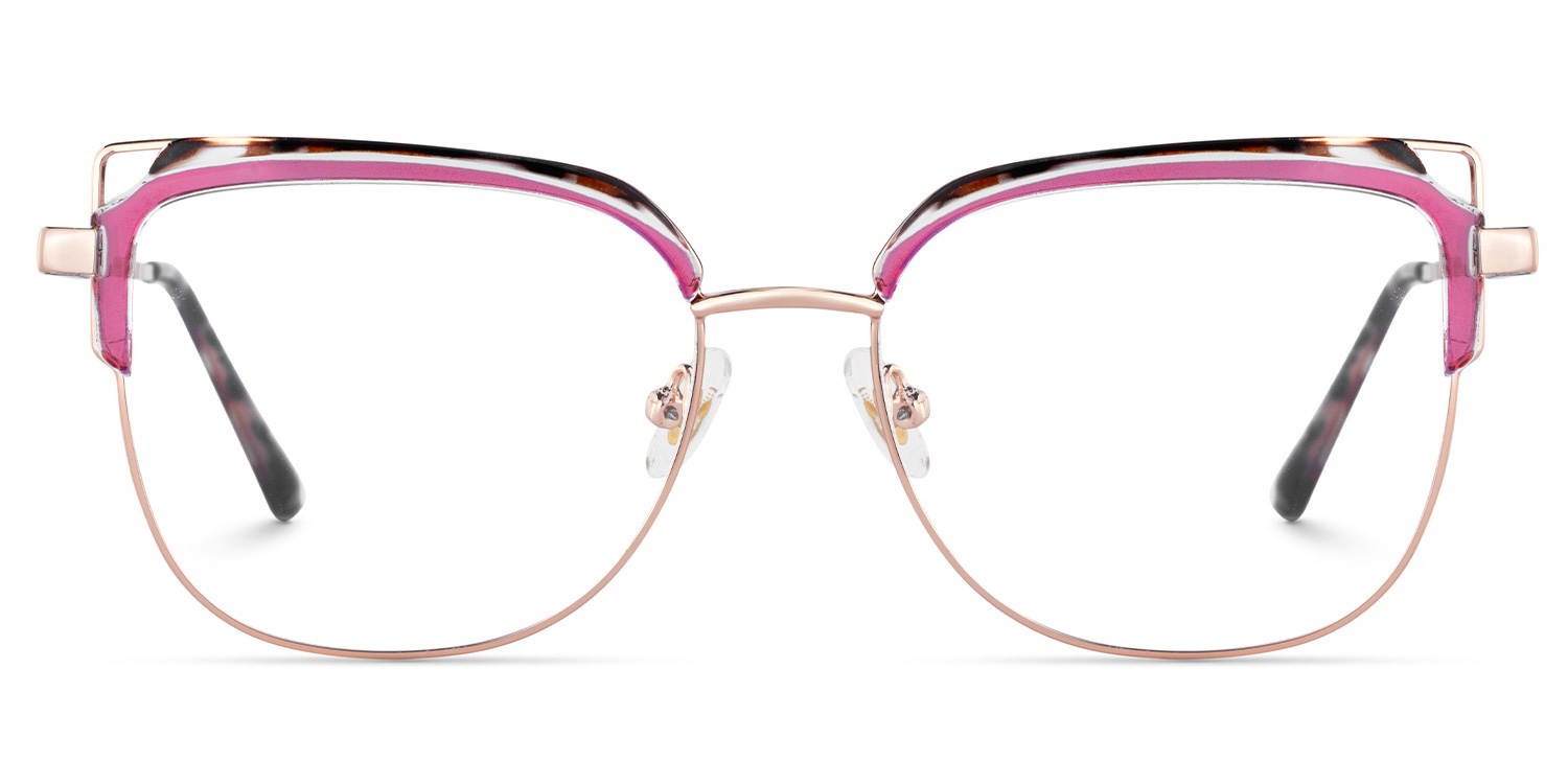 Samson Pink Square Glasses With Tortoiseshell Color-Block Design1