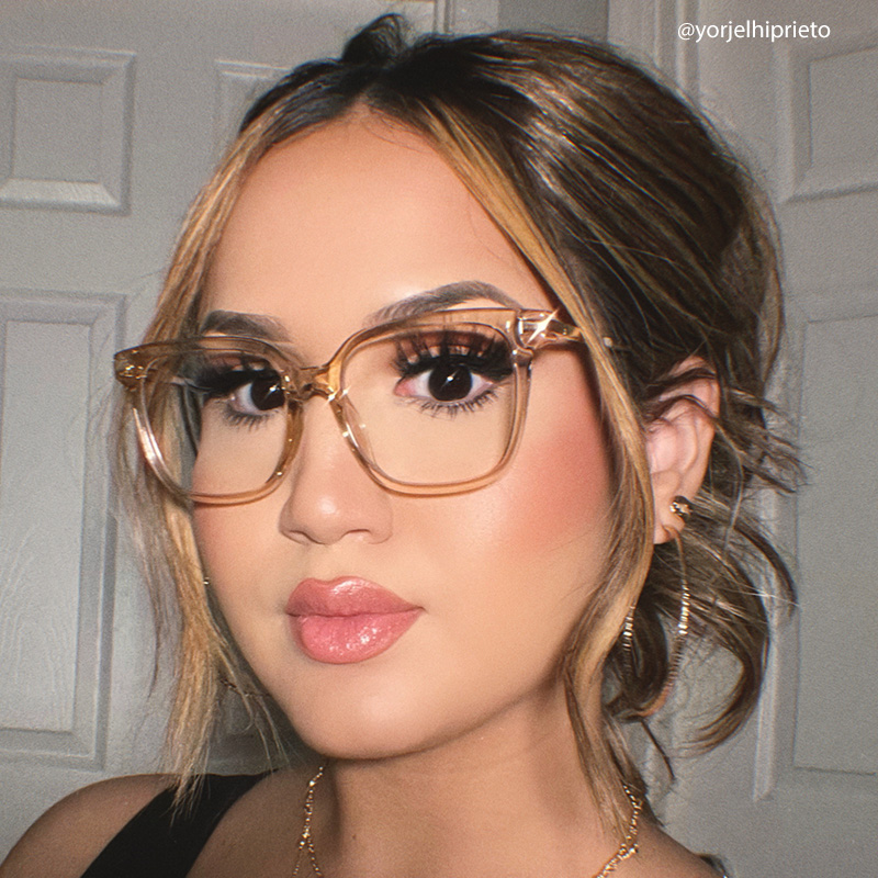 Jacqui Square Champagne Eyeglasses and Crystal Frame6