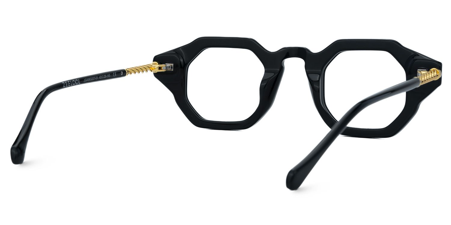 Buy Black Hexagon Shape Glasses Frames Online | ZEELOOL UK3