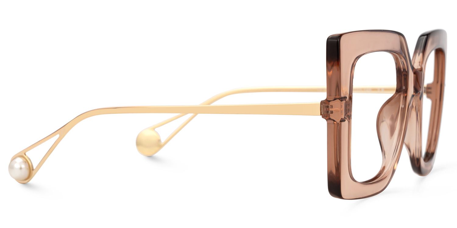 Qatar Square Beige Eyeglasses and Thick Frames2