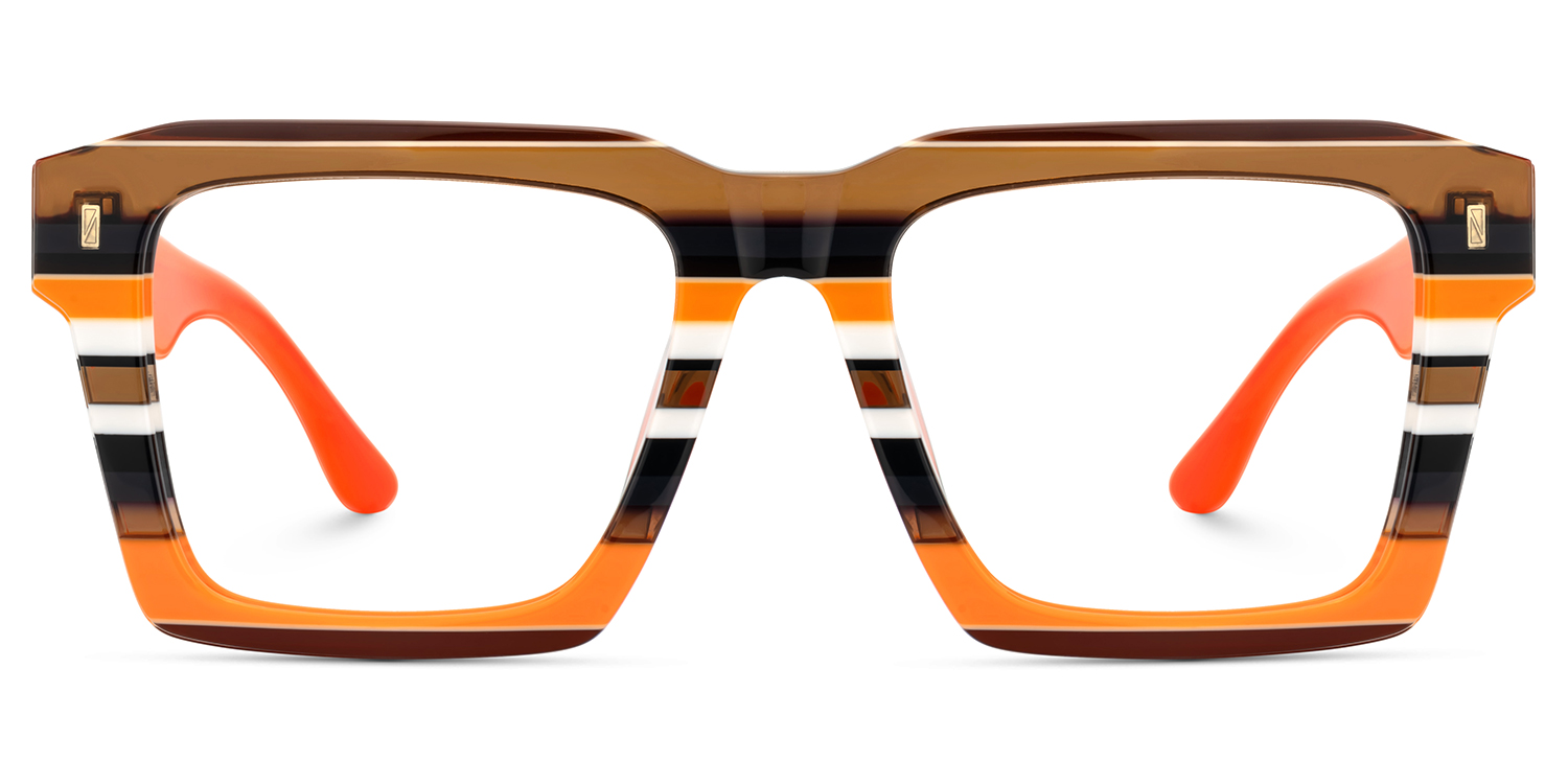 Kenish Square Orange Brown Glasses1