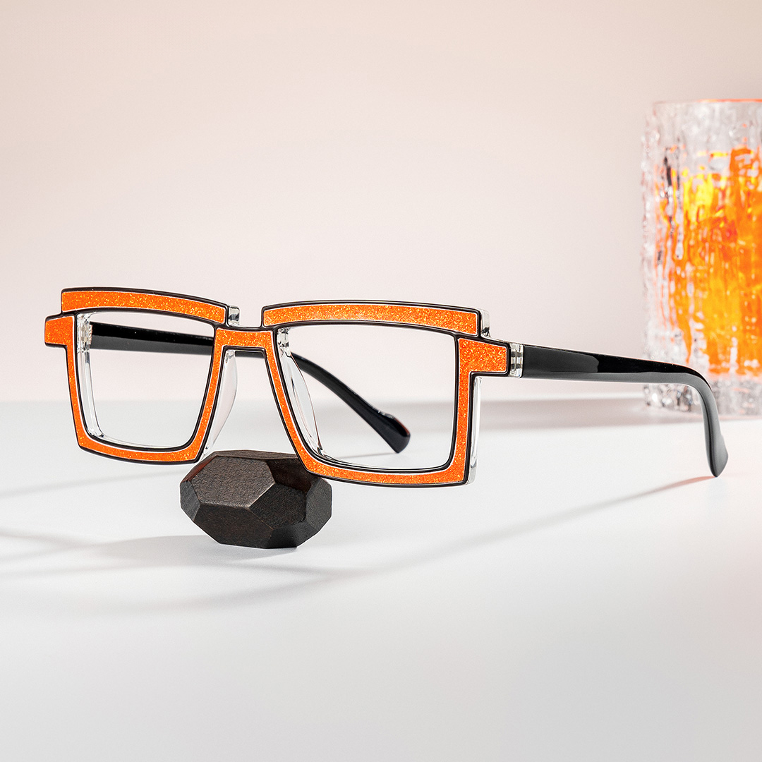 Zephyr Rectangle Orange Glasses0