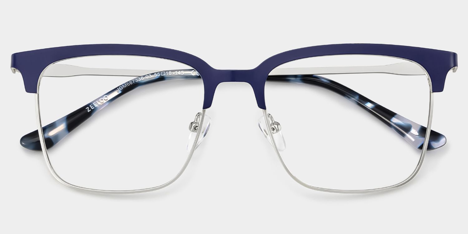 Cleo Blue Silver Frame Glasses with Browline Frame Online | ZEELOOL UK2
