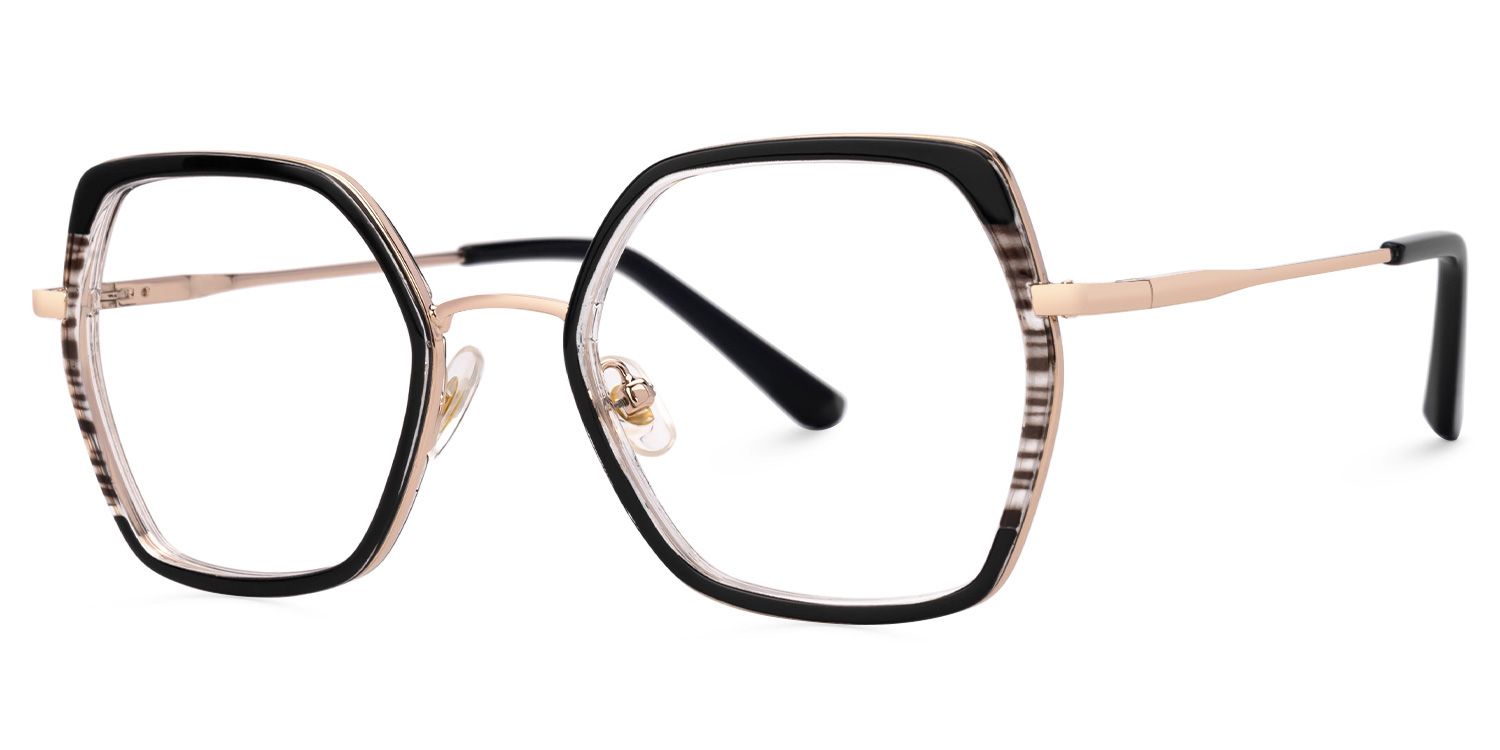 Geometric Nefisa Black Color Frame Glasses | ZEELOOL UK1