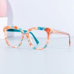 Nina Square Orange-Floral Glasses0