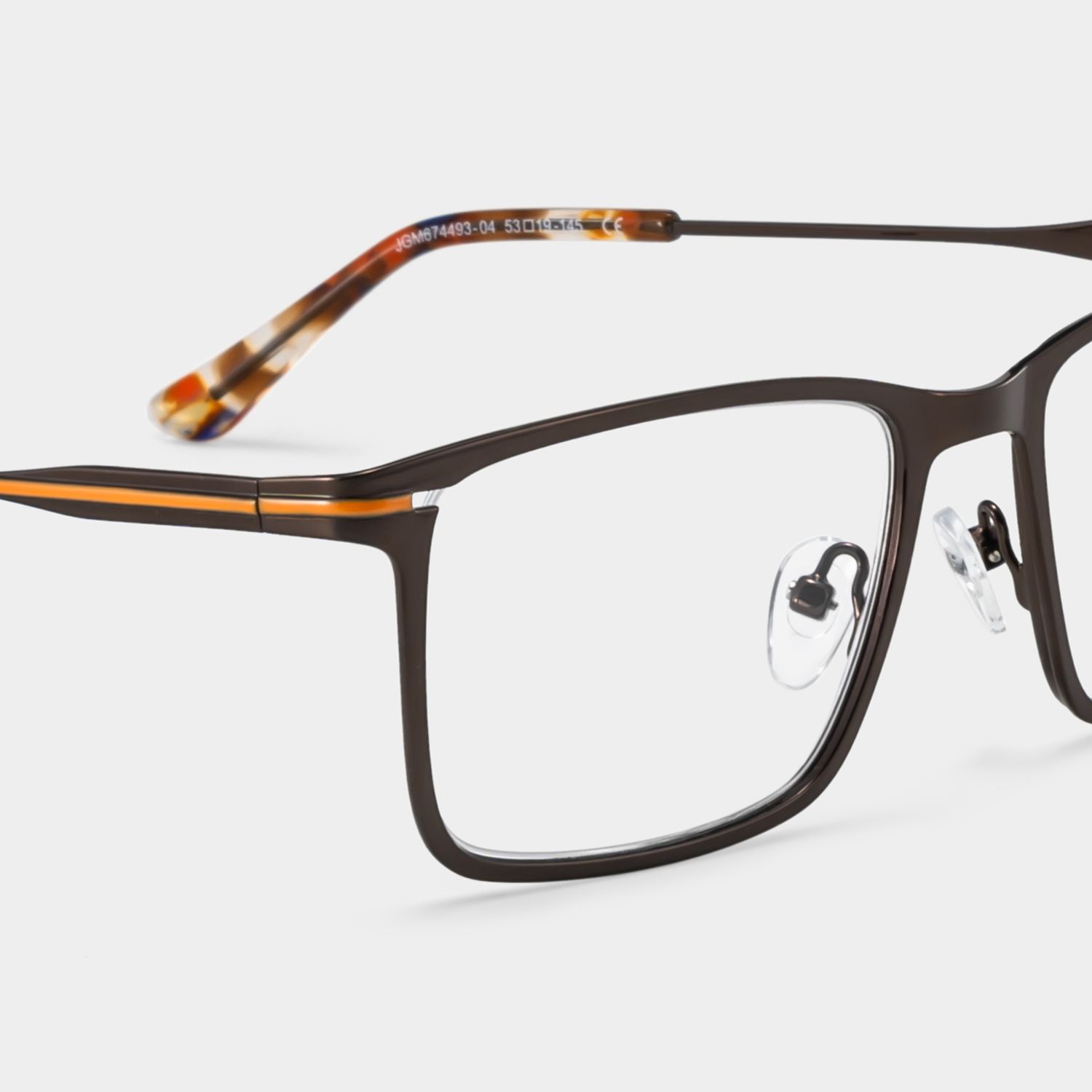 Rectangle Brown Eyeglasses- Roxana Metal Frame Glasses4