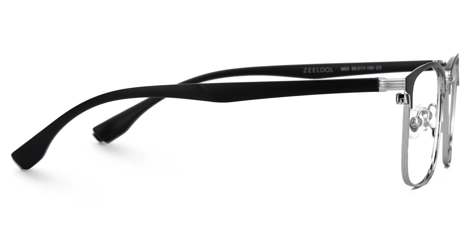 Eaddy Silver Eyeglasses with Rectangle Shape | ZEELOOL UK2
