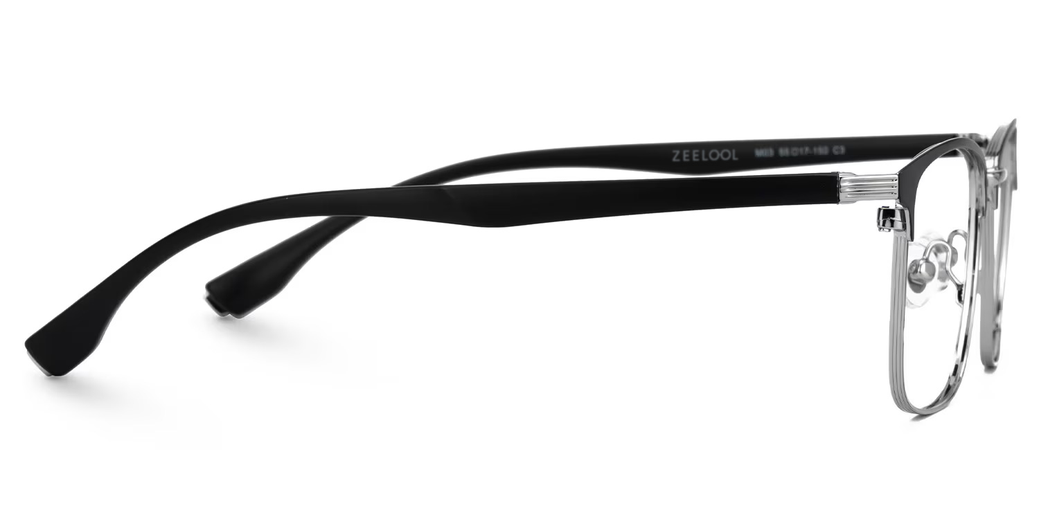 Eaddy Silver Eyeglasses with Rectangle Shape | ZEELOOL UK2
