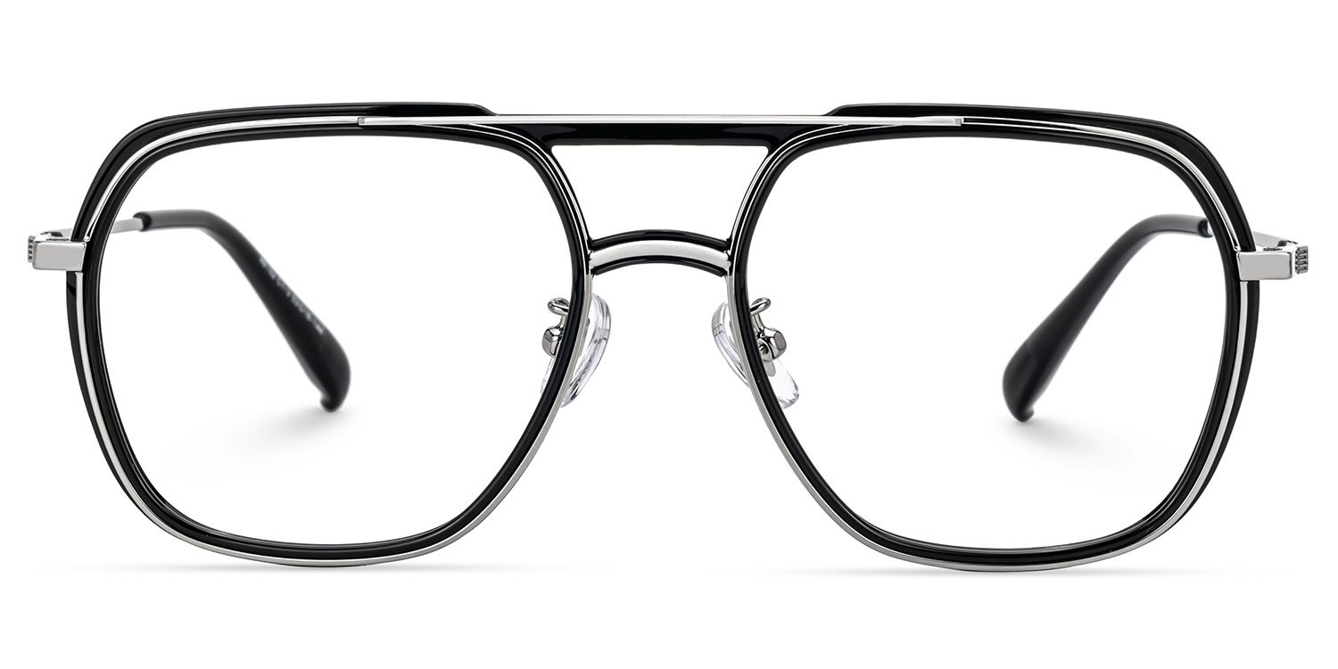 Black Vergie Aviator Frame Eyeglasses | ZEELOOL UK0