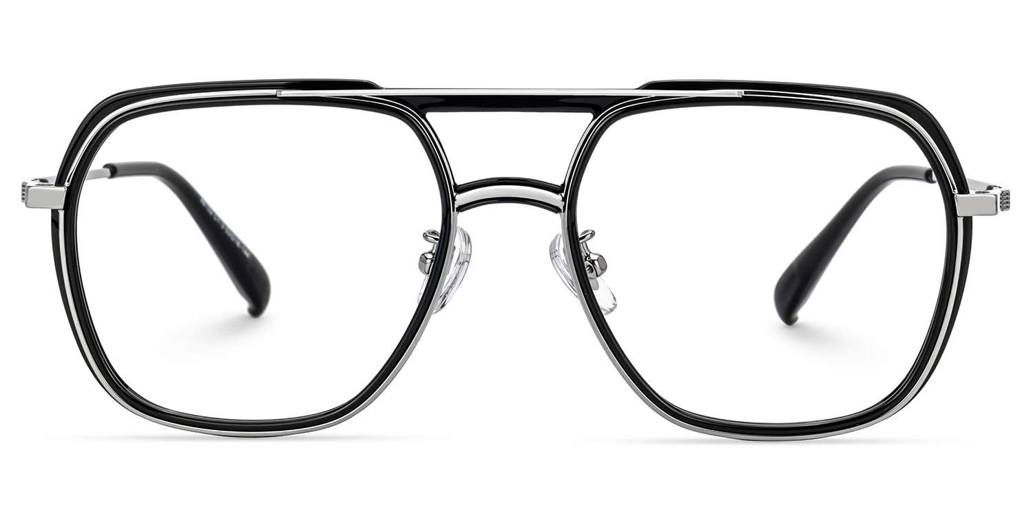 Black Vergie Aviator Frame Eyeglasses | ZEELOOL UK0