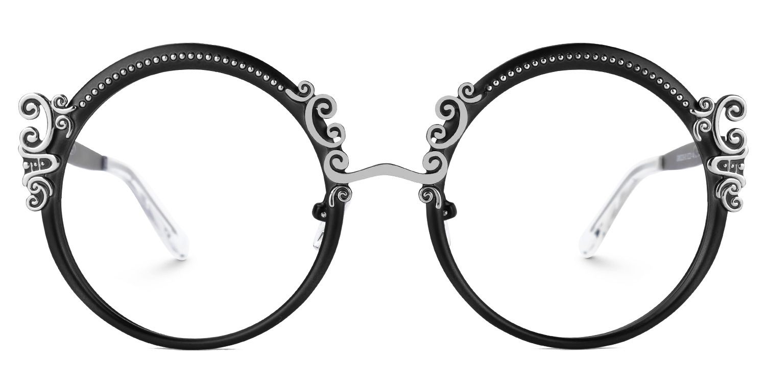 Nelida Designer Black Round Frame Glasses | ZEELOOL UK0