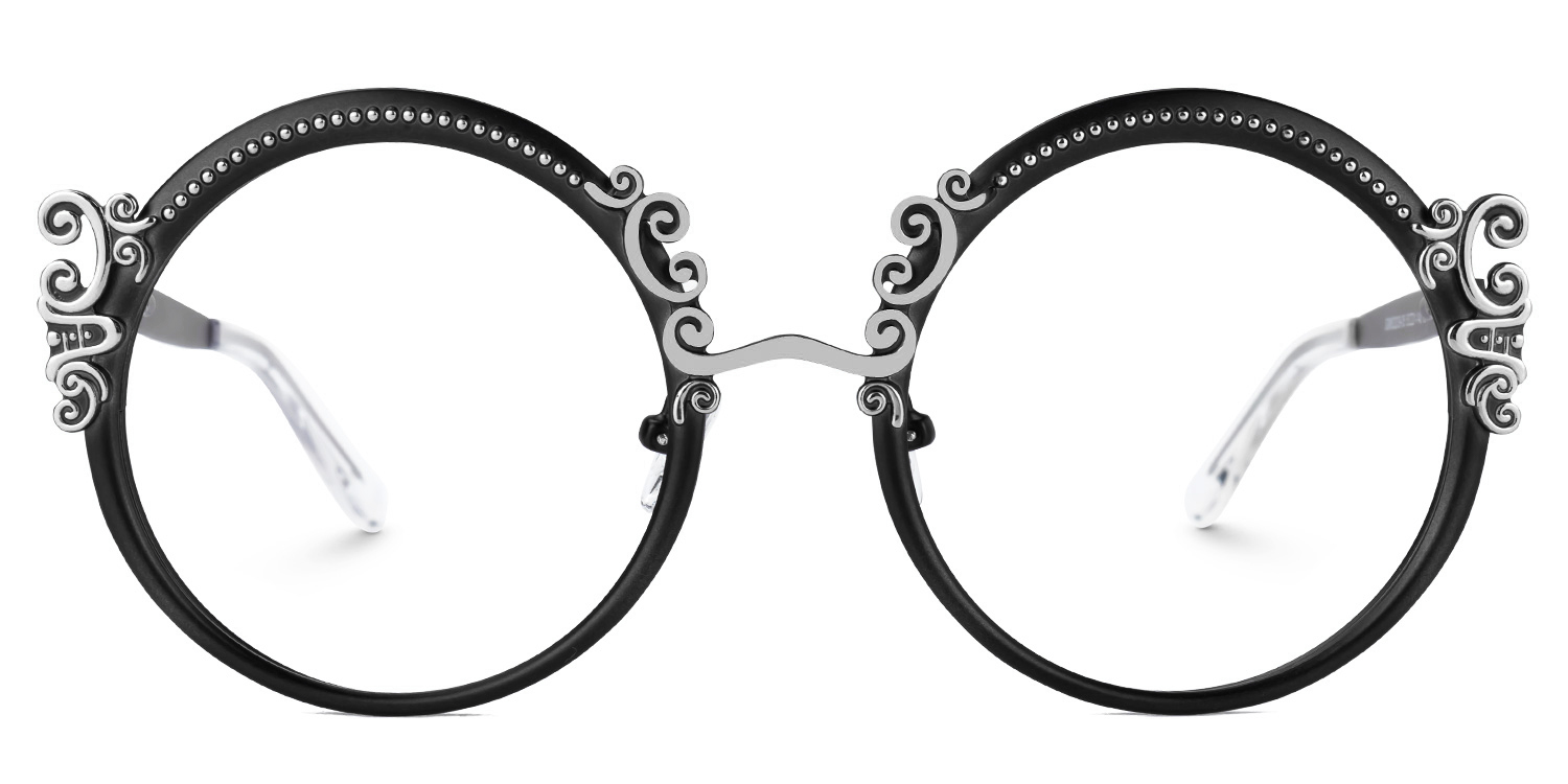 Nelida Designer Black Round Frame Glasses | ZEELOOL UK0