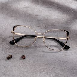 Tessa Cat-Eye Black Gold Glasses0