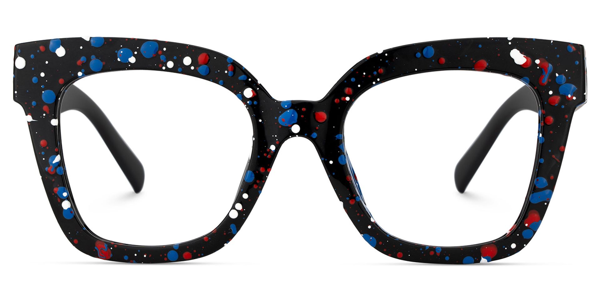 Malcolm Large Square Nerdy Glasses with Colorful Dots on The Frame0