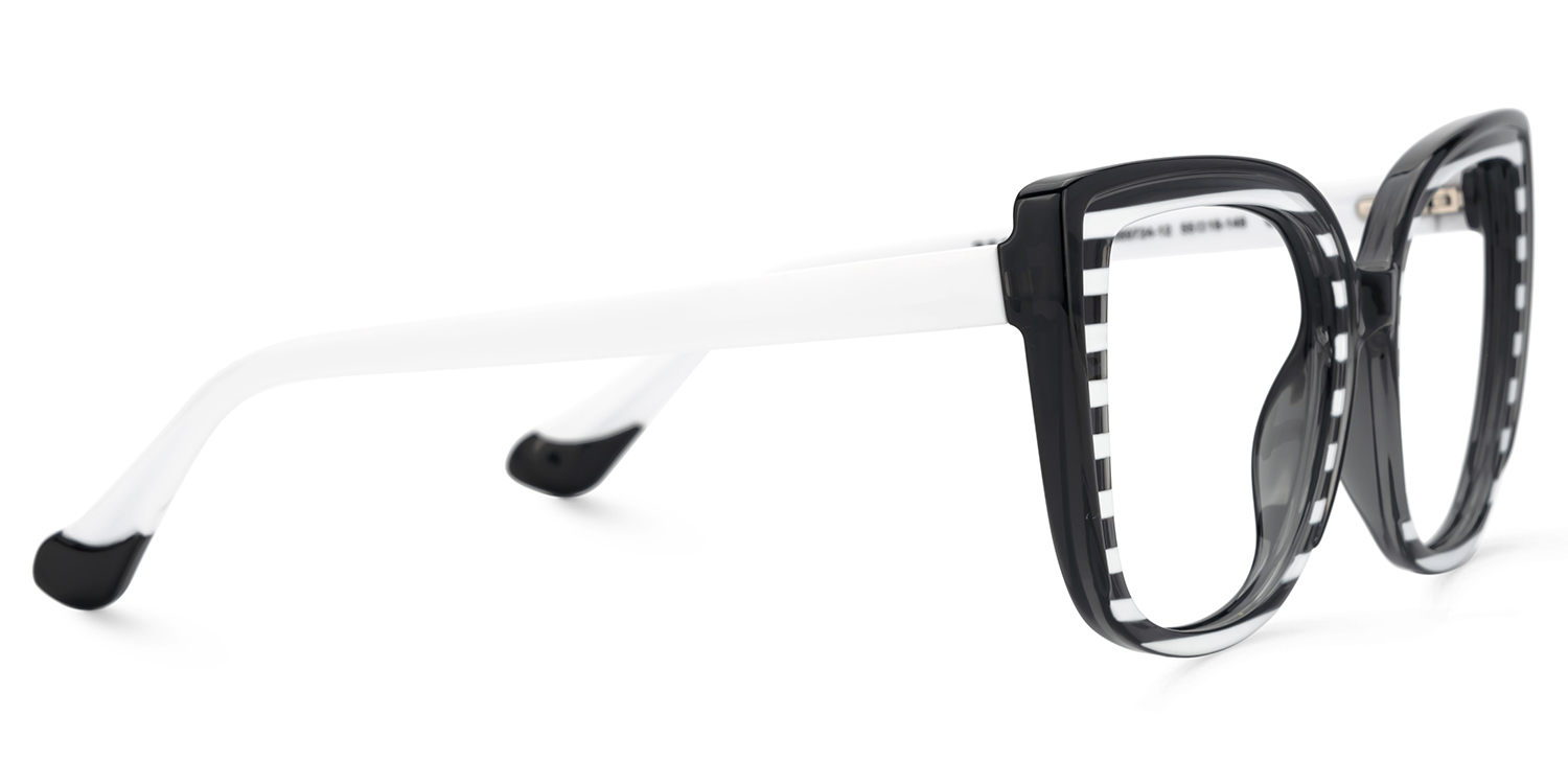 Large Black White Eyeglasses Frames With Cat Eye Shape4