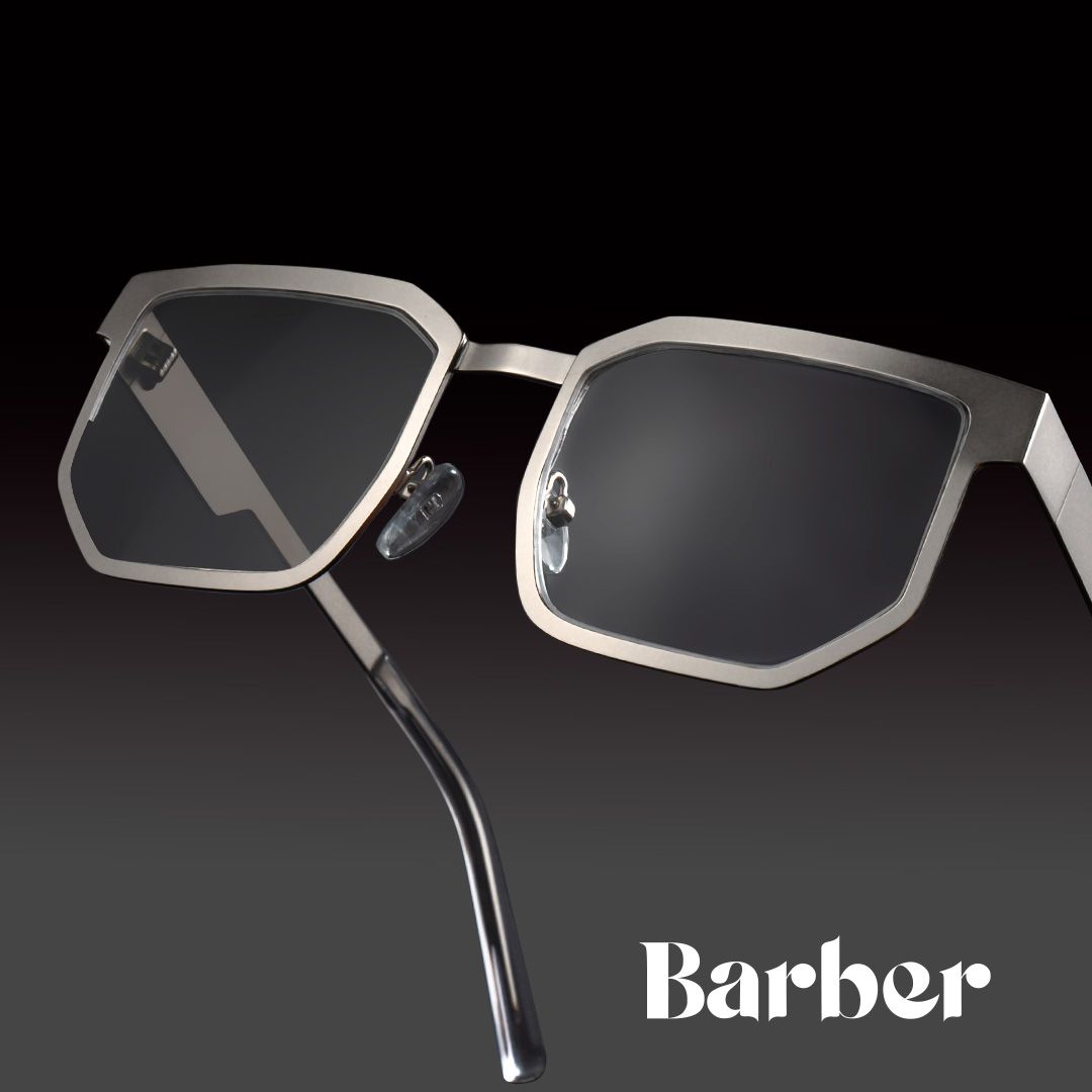 Barber Geometric Silver Eyeglasses and Glasses Frames0