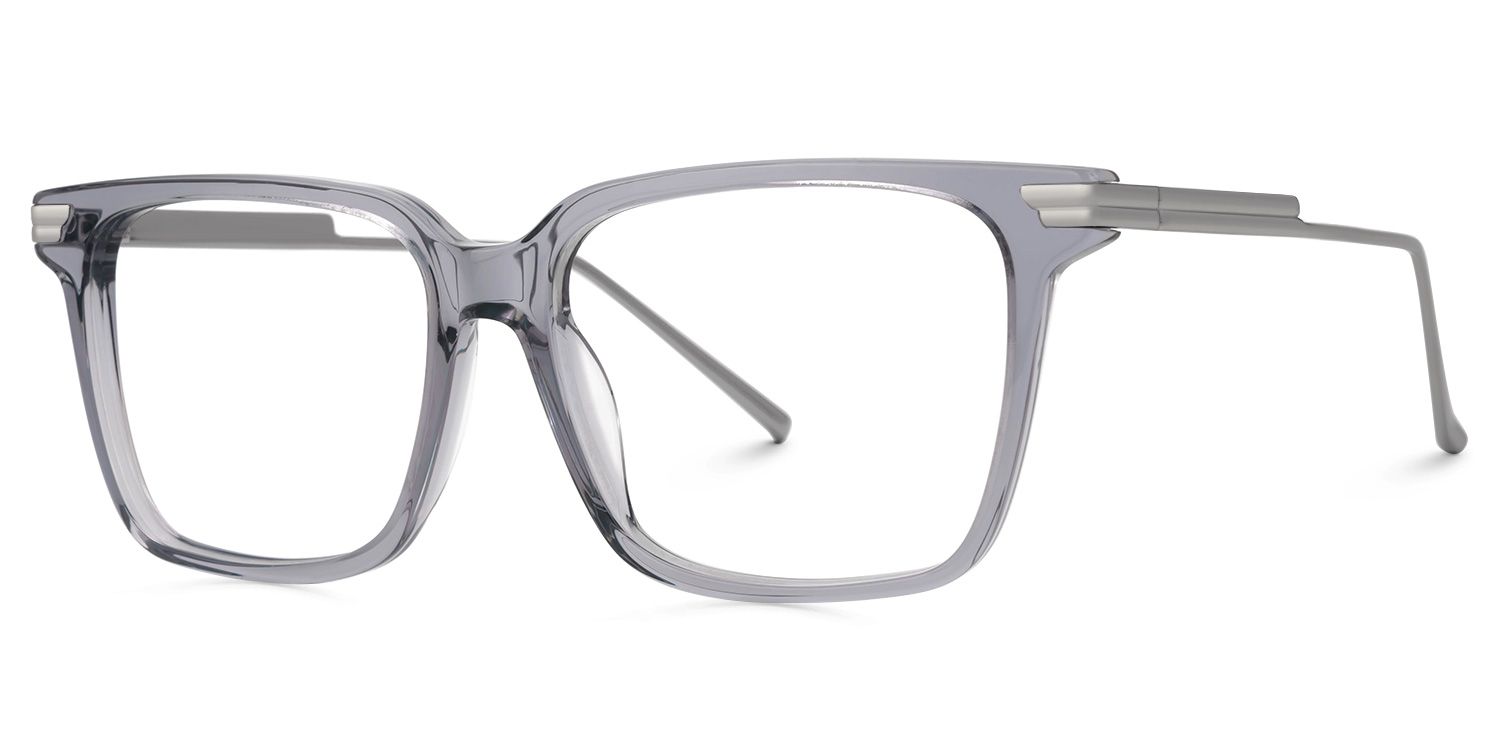 Viixen Rectangle Gray Frame Glasses | ZEELOOL UK1
