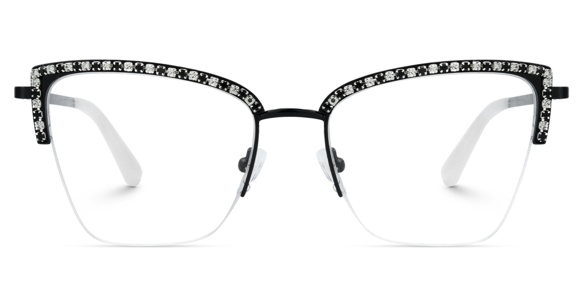 Half Rim Cat Eye Glasses With Rhinestones1