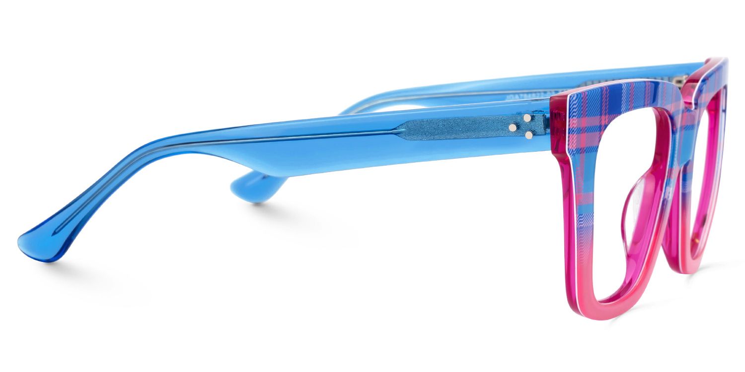 Boston Blue Plaid Sqaure Big Frame Eyeglasses2