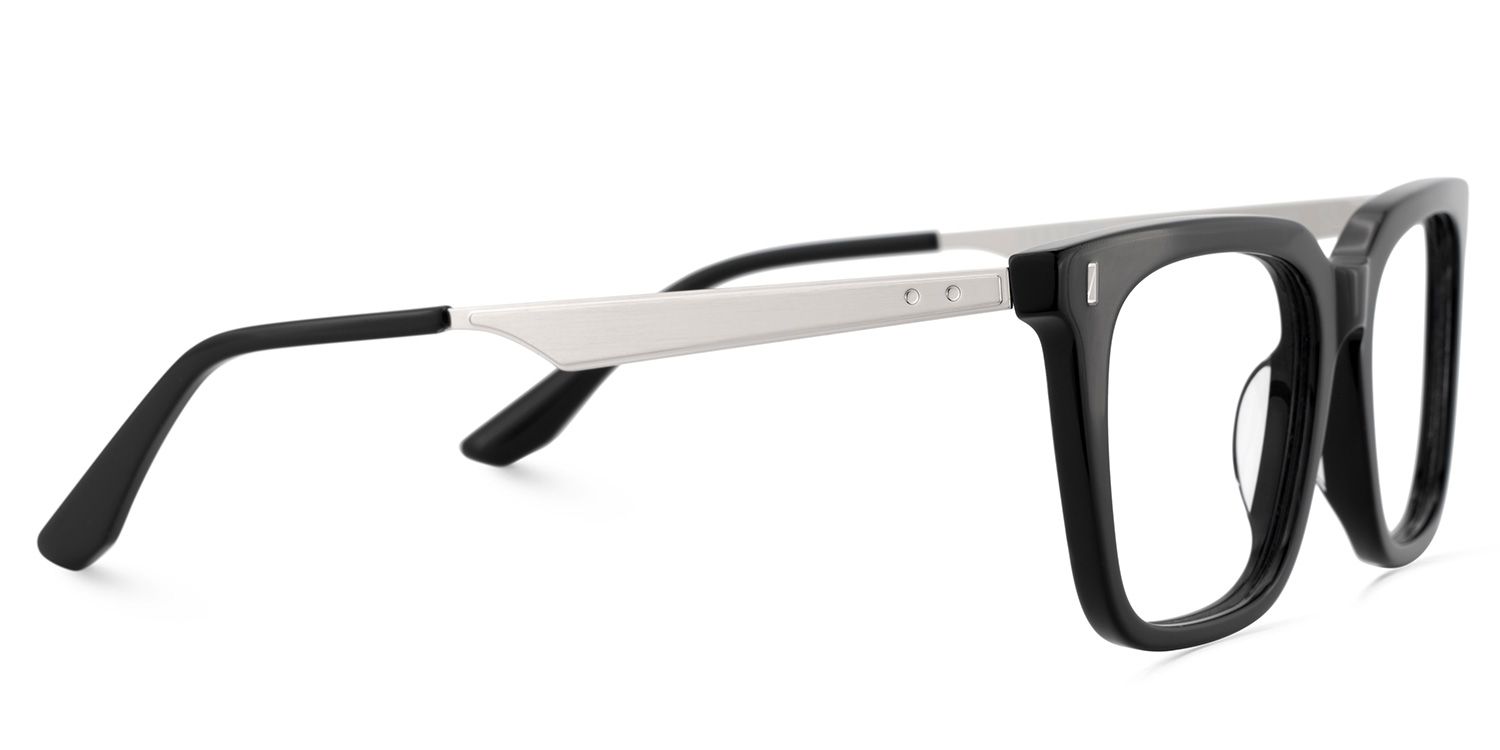 Brook Black Rectangle Prescription Glasses | ZEELOOL UK4